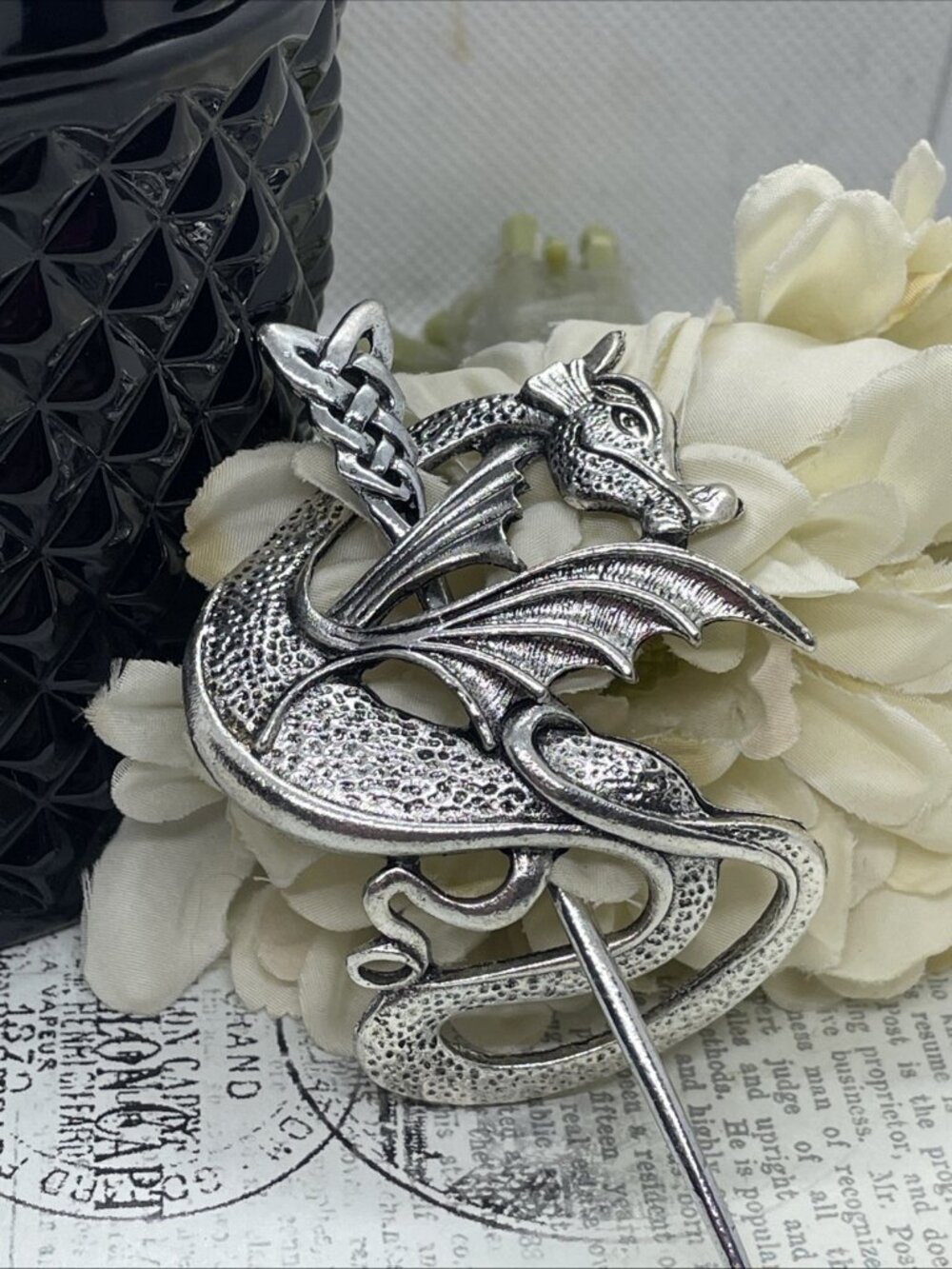 Celtic Dragon Bun Holder Viking Wedding  WEDDING Hair Stick Pin Barrette Norse